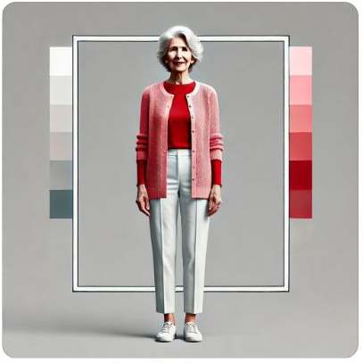 AI-generated version of the navy and red outfit, maintaining the dynamic and confident appeal.