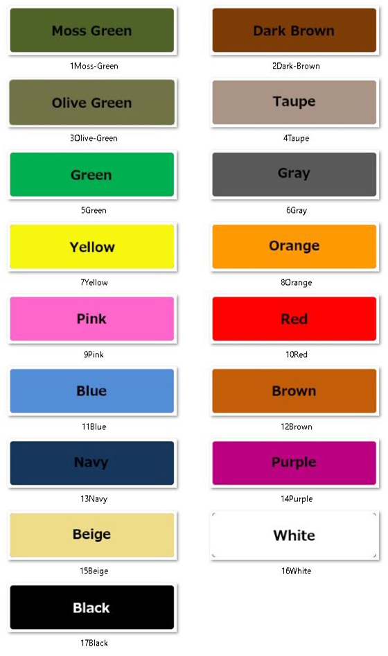 17 Color Options