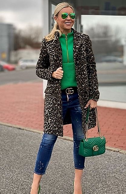 Green color-coordinated outfit