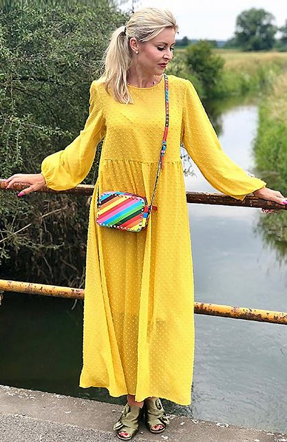 Yellow A-line maxi dress