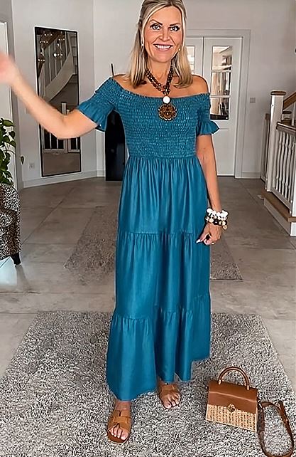 Blue tiered maxi dress